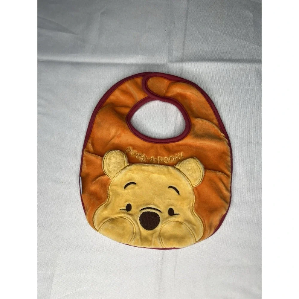 Vintage 2001 Disney Baby Winnie the Pooh Peek-a-Pooh Plush Baby Bib Y2K
